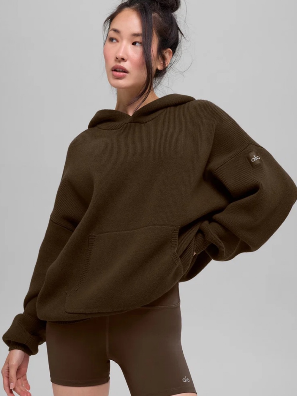 ALO Scholar Hooded Sweater in Espresso